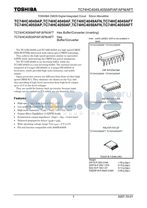 TC74HC4049AP datasheet - CMOS Digital Integrated Circuit Silicon Monolithic