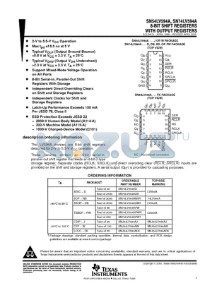 SN74LV594AD datasheet - 8-BIT SHIFT REGISTERS WITH OUTPUT REGISTERS