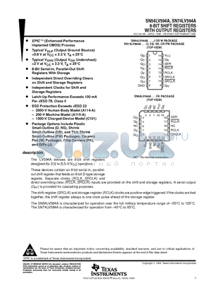 SN74LV594ADB datasheet - 8-BIT SHIFT REGISTERS WITH OUTPUT REGISTERS