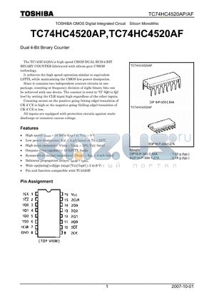 TC74HC4520AF datasheet - Dual 4-Bit Binary Counter