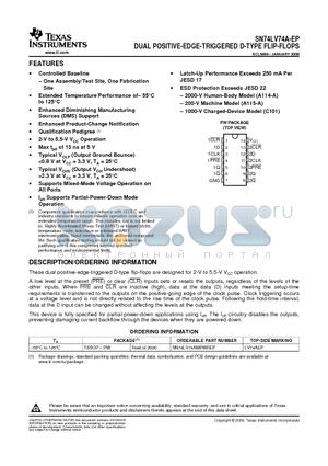 SN74LV74A-EP datasheet - DUAL POSITIVE-EDGE-TRIGGERED D-TYPE FLIP-FLOPS