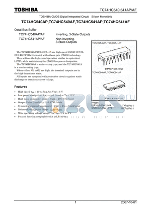 TC74HC540AP_07 datasheet - CMOS Digital Integrated Circuit Silicon Monolithic Octal Bus Buffer