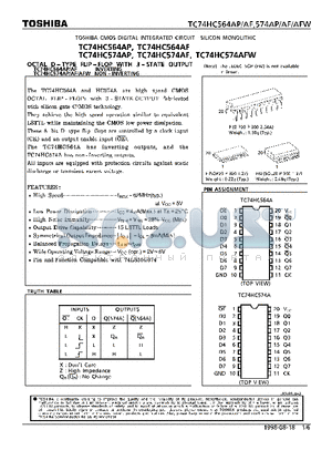 TC74HC564AP datasheet - OCTAL D -TYPE FLIP-FLOP WITH 3-STATE OUTPUT. INVERTING, NON INVERTING