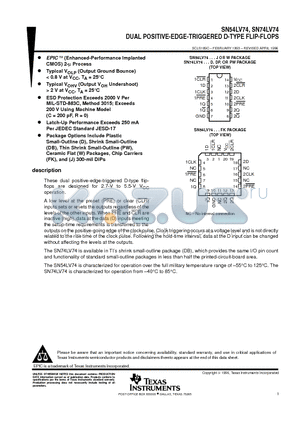 SN74LV74DP datasheet - DUAL POSITIVE-EDGE-TRIGGERED D-TYPE FLIP-FLOPS