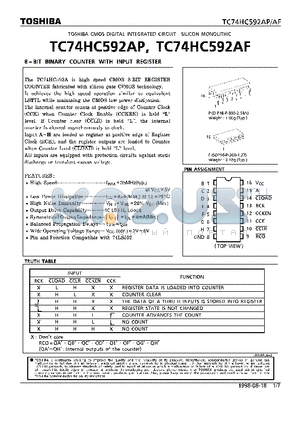 TC74HC592 datasheet - 8-BIT BINARY COUNTER WITH INPUT REGISTER