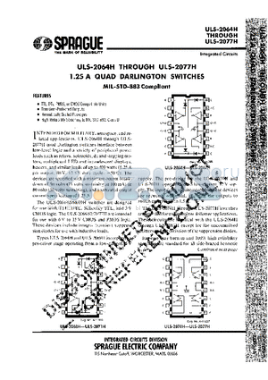 ULS-2071H datasheet - 1.25 A QUAD DARLINGTON SWITCHES
