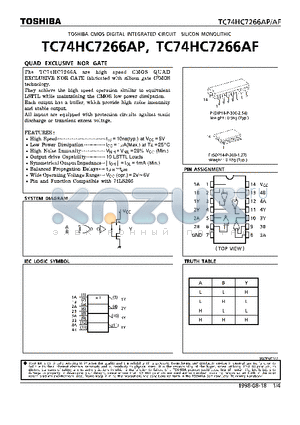 TC74HC7266AF datasheet - QUAD EXCLUSIVE NOR GATE