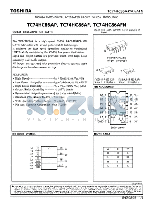 TC74HC86AFN datasheet - QUAD EXCLUSIVE OR GATE