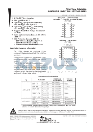 SN74LV86ADB datasheet - QUADRUPLE 2-INPUT EXCLUSIVE-OR GATES