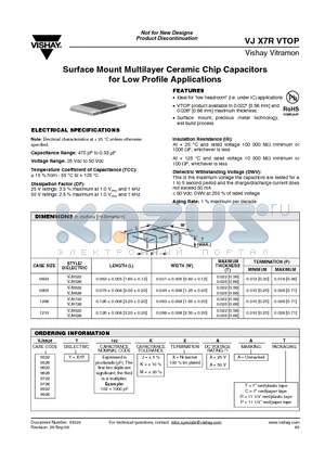 VJ9626Y563 datasheet - Surface Mount Multilayer Ceramic Chip Capacitors for Low Profile Applications