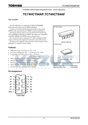 TC74HCT04AP_12 datasheet - Hex Inverter