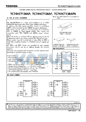 TC74HCT138AF datasheet - 3-TO-8 LINE DECODER