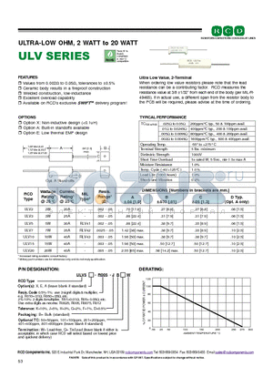 ULV5A-R0025-JB datasheet - ULTRA-LOW OHM, 2 WATT to 20 WATT