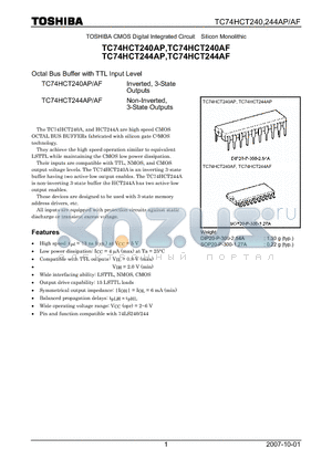 TC74HCT244AP datasheet - Octal Bus Buffer with TTL Input Level