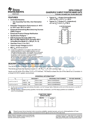 SN74LVC00A-EP datasheet - QUADRUPLE 2-INPUT POSITIVE-NAND GATE