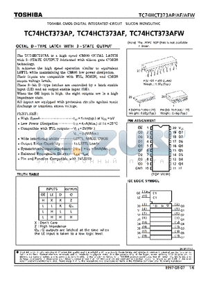 TC74HCT373AF datasheet - OCTAL D-TYPE LATCH WITH 3-STATE OUTPUT