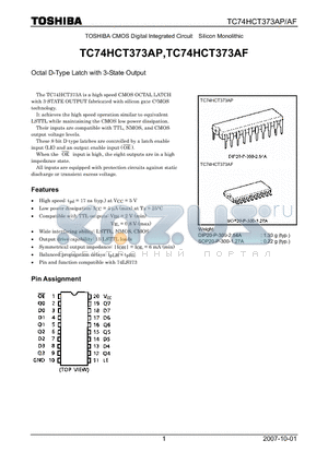 TC74HCT373AP datasheet - Octal D-Type Latch with 3-State Output