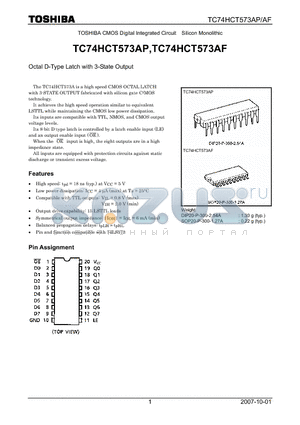 TC74HCT573AF datasheet - Octal D-Type Latch with 3-State Output