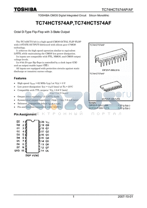 TC74HCT574AP_07 datasheet - Octal D-Type Flip-Flop with 3-State Output