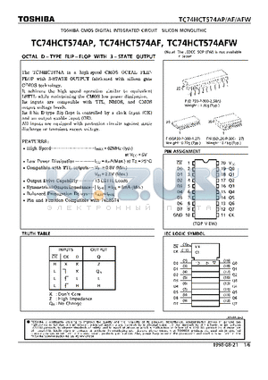 TC74HCT574AFW datasheet - OCTAL D-TYPE FLIP-FLOP WITH 3-STATE OUTPUT