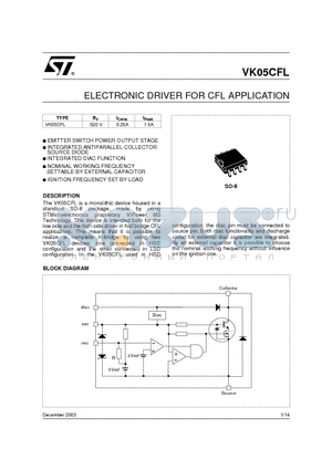 VK05CFL datasheet - ELECTRONIC DRIVER FOR CFL APPLICATION