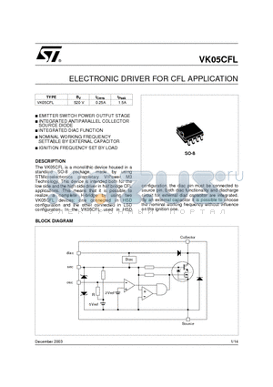 VK05CFL_03 datasheet - ELECTRONIC DRIVER FOR CFL APPLICATION
