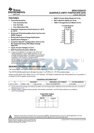 SN74LVC02AMPWREP datasheet - QUADRUPLE 2-INPUT POSITIVE-NOR GATE