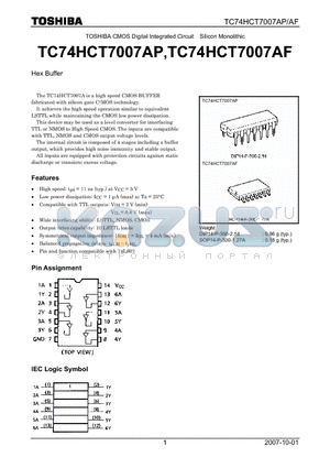 TC74HCT7007AP_07 datasheet - Hex Buffer