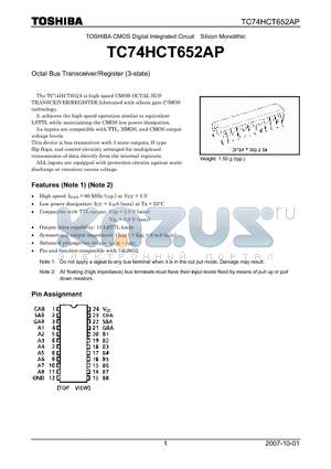 TC74HCT652AP_07 datasheet - Octal Bus Transceiver/Register (3-state)