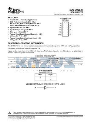 SN74LVC04A-Q1 datasheet - HEX INVERTER