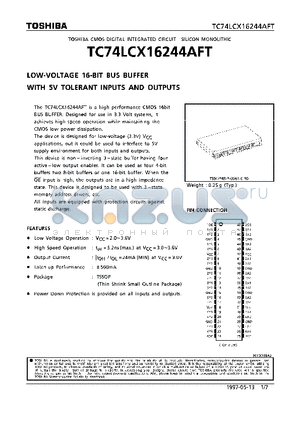 TC74LCX16244AFT datasheet - LOW-VOLTAGE 16-BIT BUS BUFFER WITH 5V TOLERANT INPUTS AND OUTPUTS