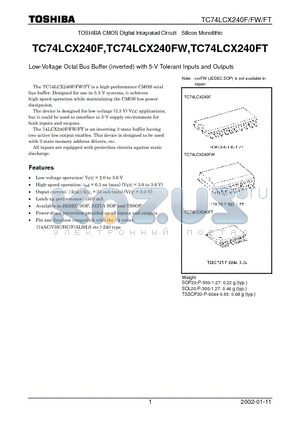 TC74LCX240F datasheet - Low-Voltage Octal Bus Buffer (inverted) with 5-V Tolerant Inputs and Outputs