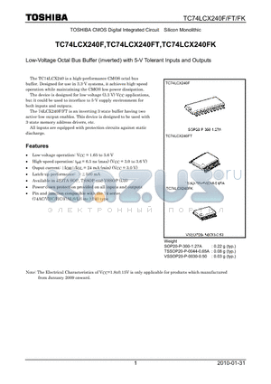 TC74LCX240F_10 datasheet - Low-Voltage Octal Bus Buffer (inverted) with 5-V Tolerant Inputs and Outputs