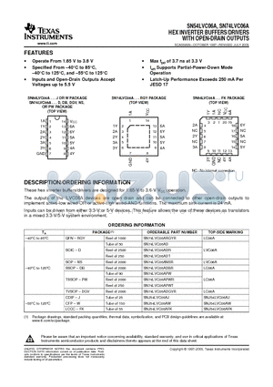 SN74LVC06ARGYR datasheet - HEX INVERTER BUFFERS/DRIVERS WITH OPEN-DRAIN OUTPUTS