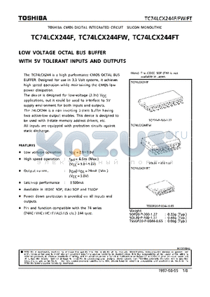 TC74LCX244FT datasheet - LOW VOLTAGE OCTAL BUS BUFFER WITH 5V TOLERANT INPUTS AND OUTPUTS