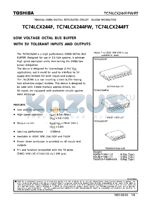 TC74LCX244FW datasheet - LOW VOLTAGE OCTAL BUS BUFFER WITH 5V TOLERANT INPUTS AND OUTPUTS