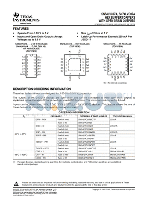 SN74LVC07AD datasheet - HEX BUFFERS/DRIVERS WITH OPEN-DRAIN OUTPUTS