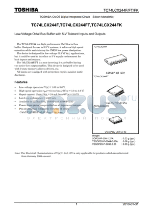 TC74LCX244F_10 datasheet - Low-Voltage Octal Bus Buffer with 5-V Tolerant Inputs and Outputs
