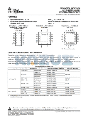 SN74LVC07ADE4 datasheet - HEX BUFFERS/DRIVERS WITH OPEN-DRAIN OUTPUTS