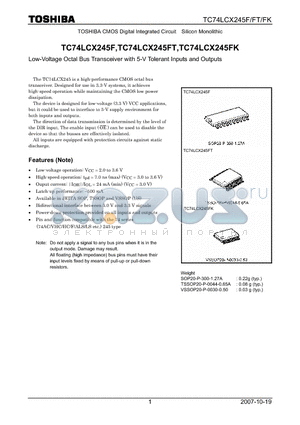 TC74LCX245F_07 datasheet - Low-Voltage Octal Bus Transceiver with 5-V Tolerant Inputs and Outputs