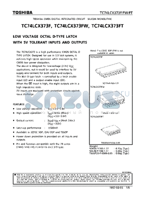 TC74LCX373FW datasheet - LOW VOLTAGE OCTAL D-TYPE LATCH WITH 5V TOLERANT INPUTS AND OUTPUTS