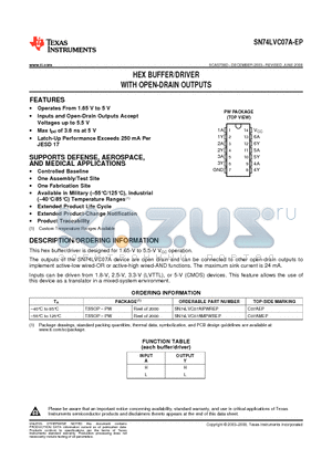 SN74LVC07AMPWREP datasheet - HEX BUFFER/DRIVER WITH OPEN-DRAIN OUTPUTS