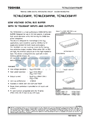 TC74LCX541FT datasheet - LOW VOLTAGE OCTAL BUS BUFFER WITH 5V TOLERANT INPUTS AND OUTPUTS