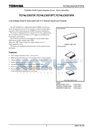 TC74LCX573F_07 datasheet - Low-Voltage Octal D-Type Latch with 5-V Tolerant Inputs and Outputs