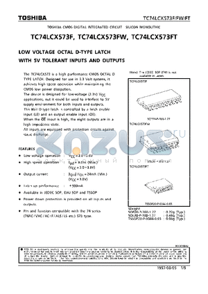 TC74LCX573FW datasheet - LOW VOLTAGE OCTAL D-TYPE LATCH WITH 5V TOLERANT INPUTS AND OUTPUTS