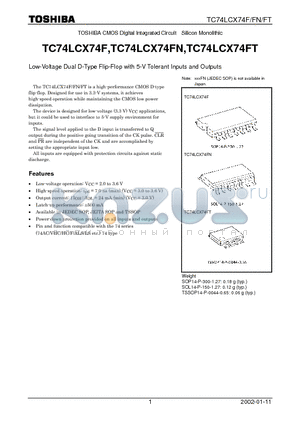 TC74LCX74F datasheet - Low-Voltage Dual D-Type Flip-Flop with 5-V Tolerant Inputs and Outputs