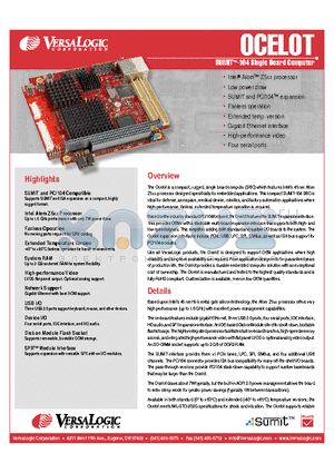 VL-EPMS-21A datasheet - SUMIT-104 Single Board Computer