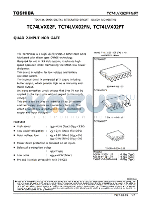 TC74LVX02F datasheet - QUAD 2-INPUT NOR GATE