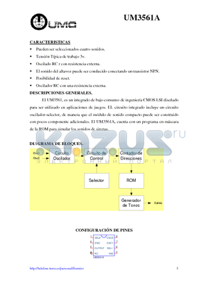 UM3561A datasheet - CARACTERISTICAS