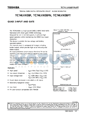 TC74LVX08 datasheet - QUAD 2-INPUT AND GATE